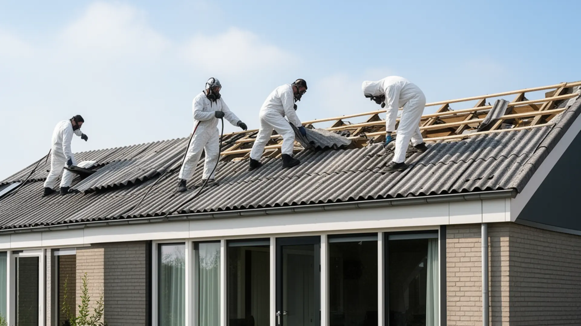 Gecertificeerde asbestverwijderaar aan het werk bij een asbestsanering