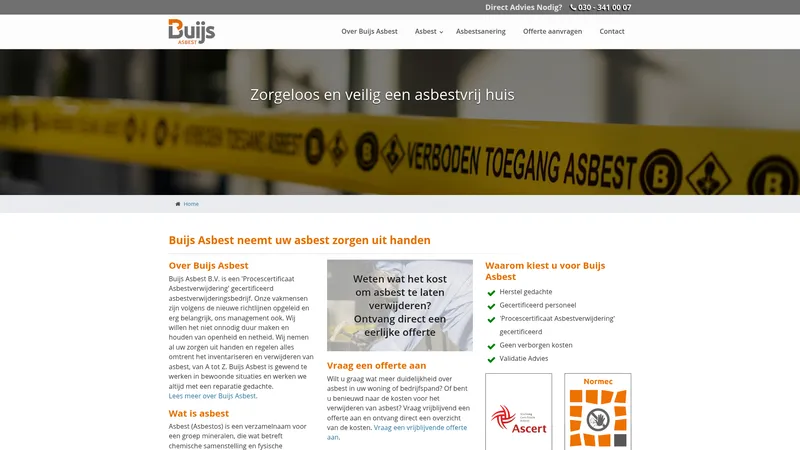 Website van Buijs Asbest B.V