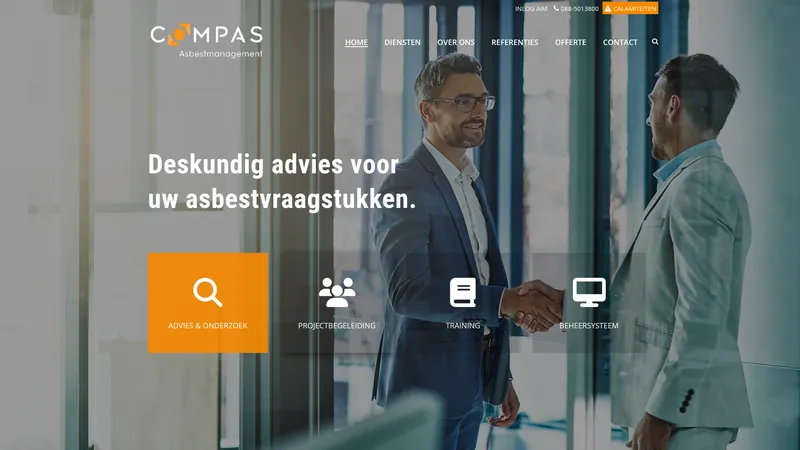 Website van Compas Asbestmanagement BV