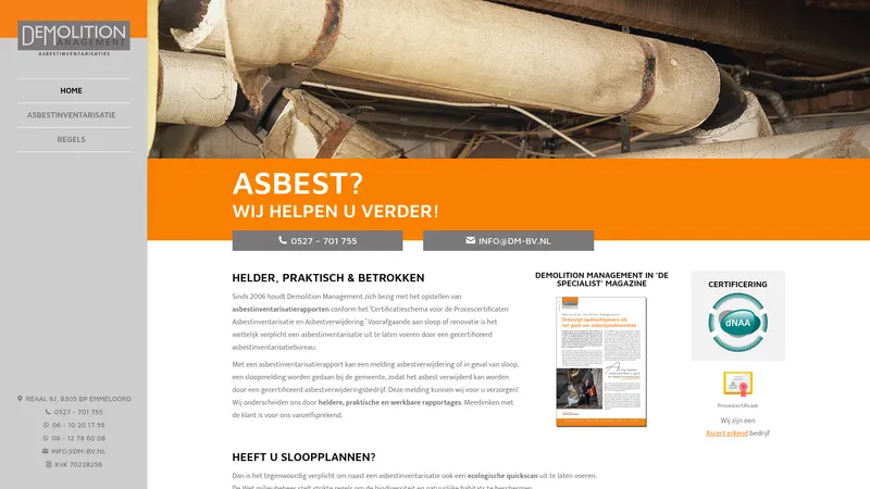 Website van Demolition Management