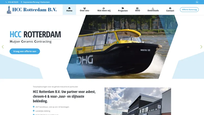 Website van HCC Rotterdam B.V