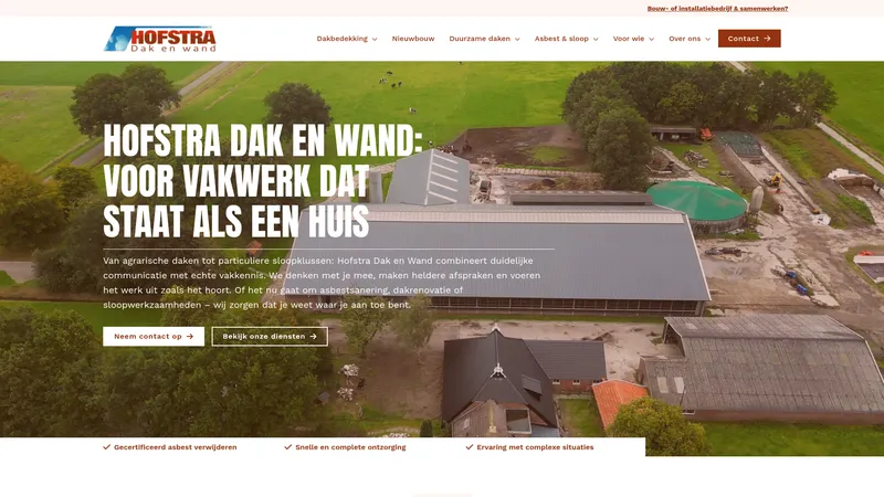 Website van Hofstra Dak en Wand