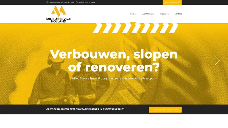 Website van Milieu Service Holland