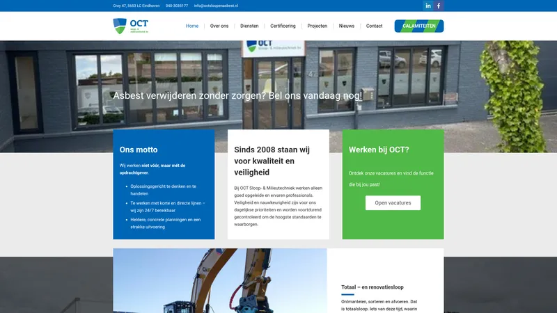 Website van O.C.T. Sloop- en Milieutechniek B.V.
