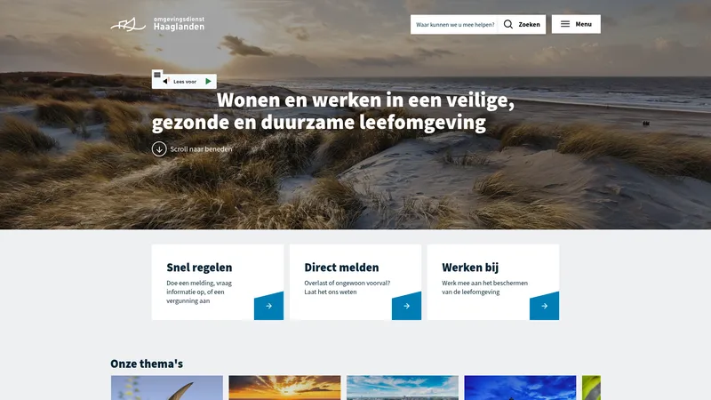 Website van Omgevingsdienst Haaglanden