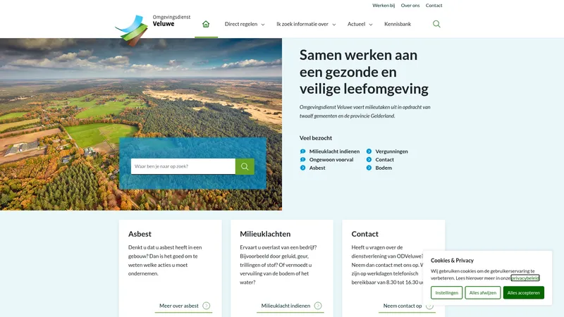 Website van Omgevingsdienst Veluwe