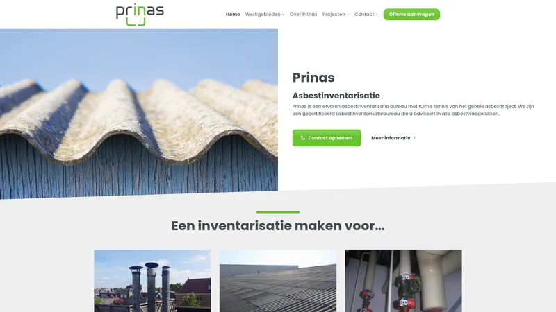 Website van Prinas Asbestinventarisatie
