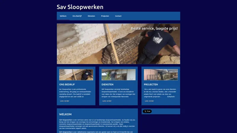 Website van Sav Sloopwerken