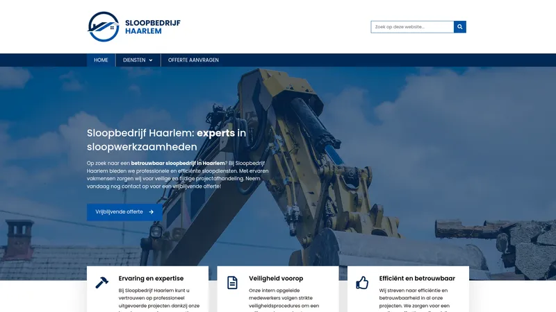 Website van Sloopbedrijf Haarlem