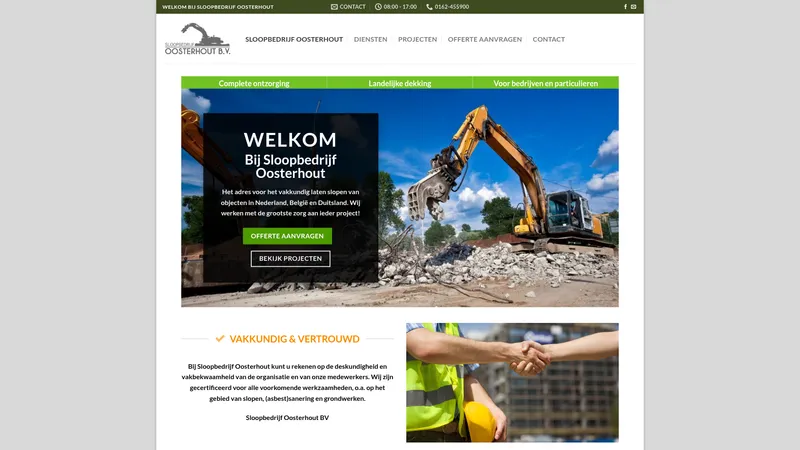 Website van Sloopbedrijf Oosterhout