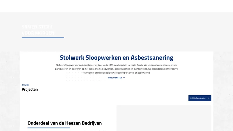 Website van Stolwerk Sloopwerken en Asbestsanering B.V