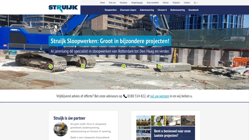 Website van Struijk Sloop- en Grondwerken Nederland B.V.