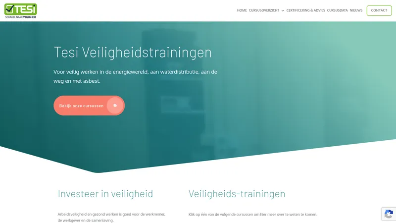 Website van Tesi veiligheidstrainingen