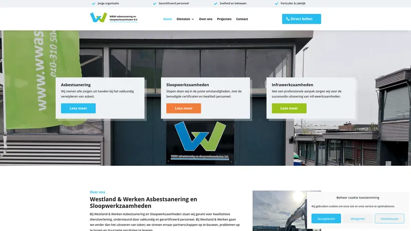 Website van W&W asbestsanering en sloopwerkzaamheden B.V.