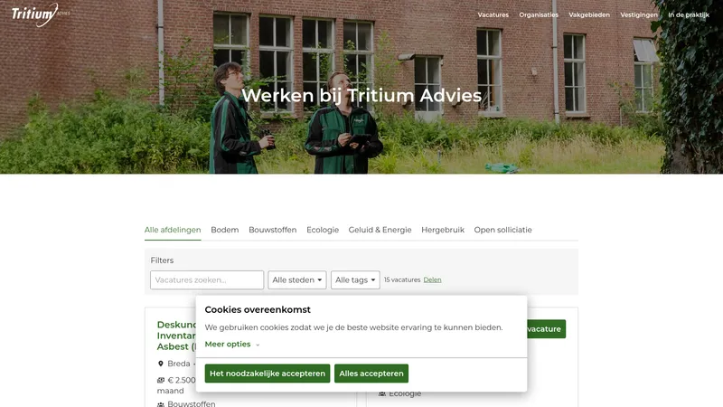 Website van Werken bij Tritium Advies